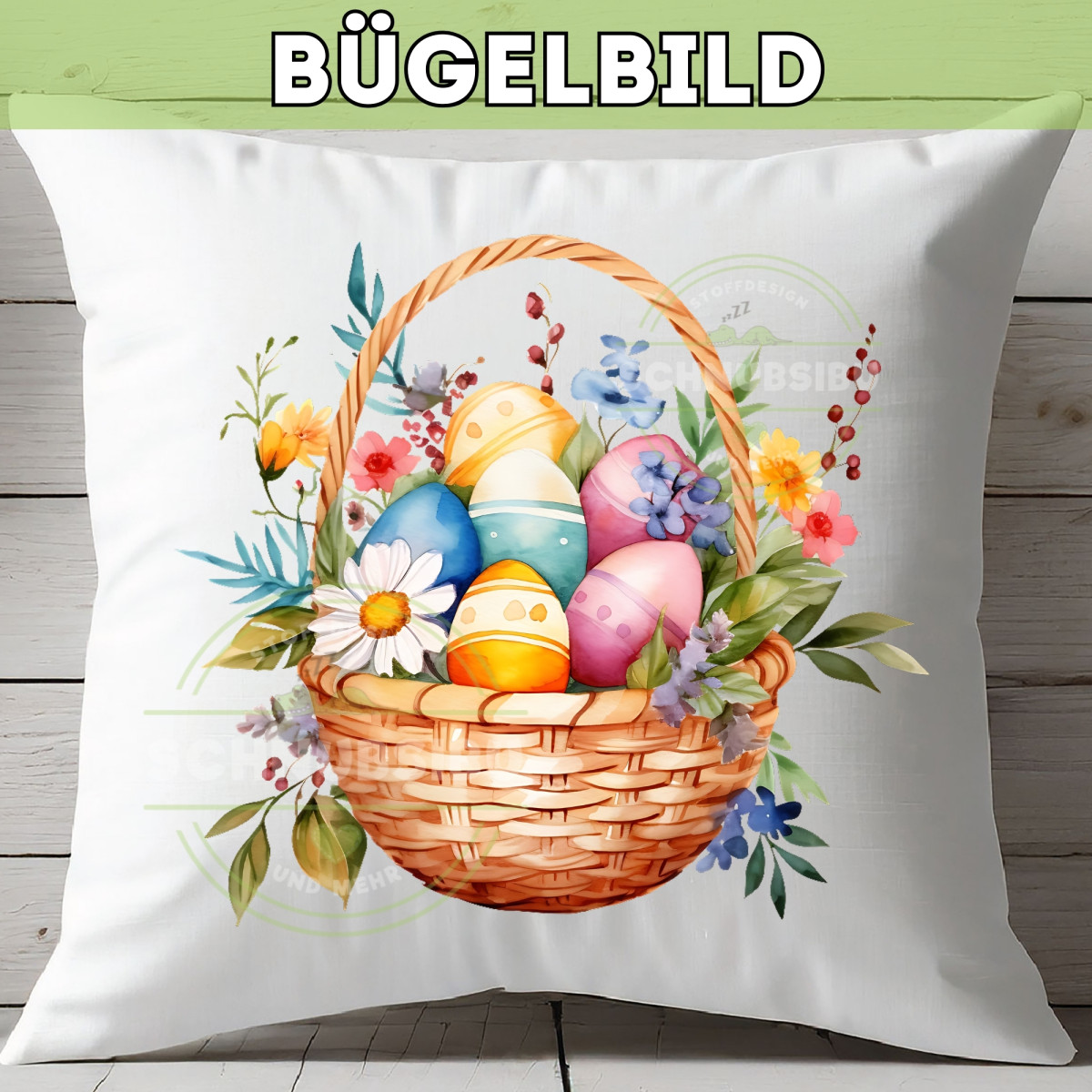 Bügelbild Osterkorb